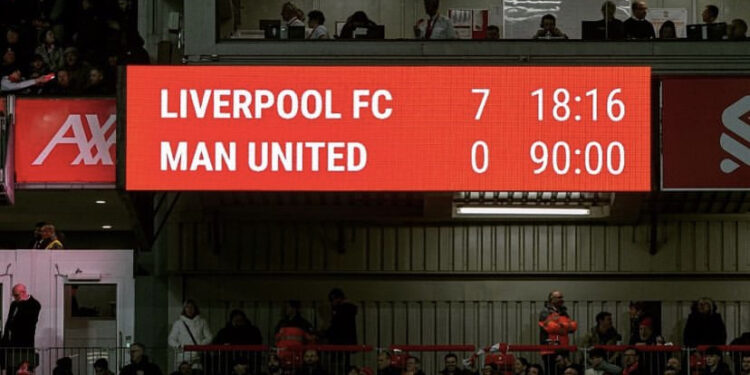 Liverpool 7-0 Manchester United. Premiere league game